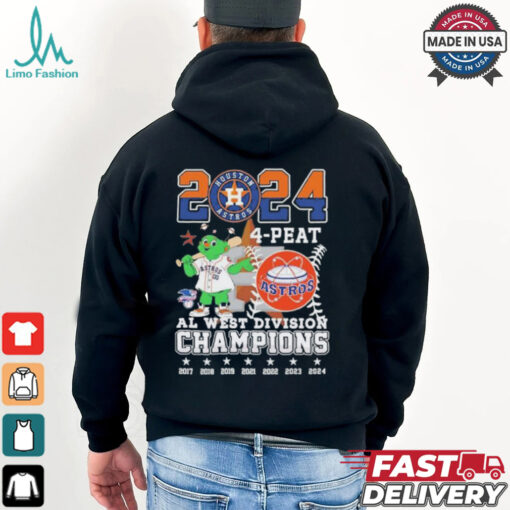 Official Houston Astros Orbit 4 Peat AL West Division Champions hoodie