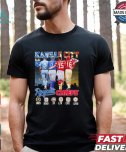 Official Kansas City Royals Brett, Perez X Kansas City Chiefs Mahomes, Dawson Signatures Shirt