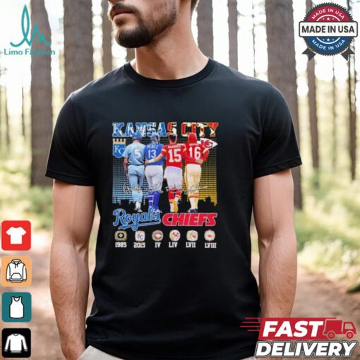 Official Kansas City Royals Brett, Perez X Kansas City Chiefs Mahomes, Dawson Signatures Shirt
