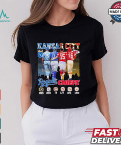 Official Kansas City Royals Brett, Perez X Kansas City Chiefs Mahomes, Dawson Signatures Shirt