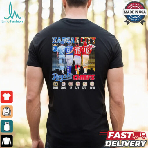 Official Kansas City Royals Brett, Perez X Kansas City Chiefs Mahomes, Dawson Signatures Shirt