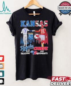 Official Kansas City Royals On Days All Season Kansas City Chiefs On Sundays T Shirt