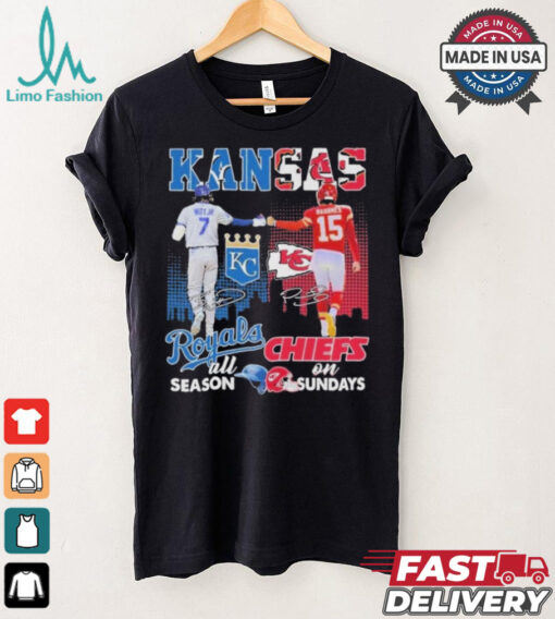 Official Kansas City Royals On Days All Season Kansas City Chiefs On Sundays T Shirt