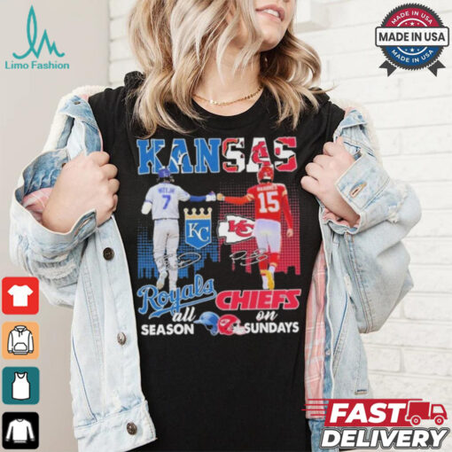 Official Kansas City Royals On Days All Season Kansas City Chiefs On Sundays T Shirt