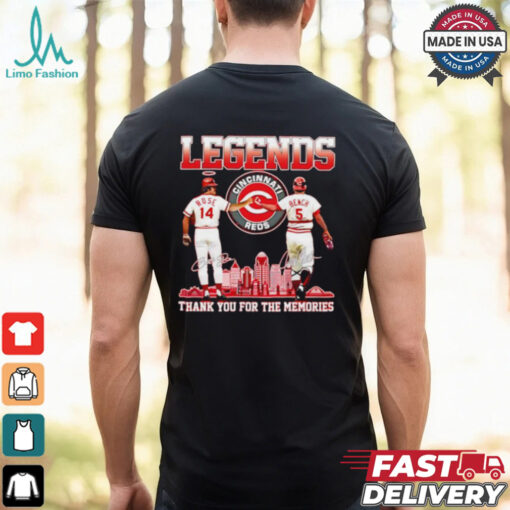 Official Legends Reds Pete Rose Johnny Bench thank you for the memories shirt