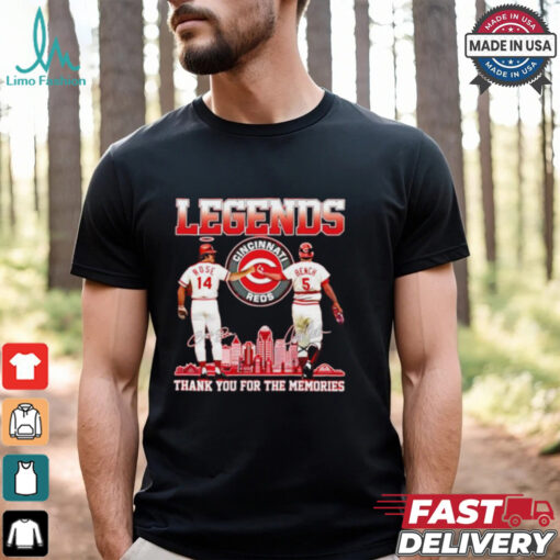 Official Legends Reds Pete Rose Johnny Bench thank you for the memories shirt
