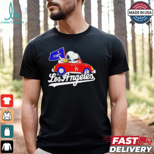 Official Los Angeles Dodgers Peanuts Drive a Car T shirt