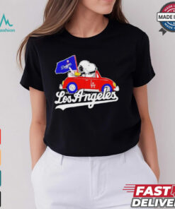 Official Los Angeles Dodgers Peanuts Drive a Car T shirt