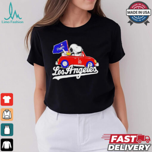 Official Los Angeles Dodgers Peanuts Drive a Car T shirt