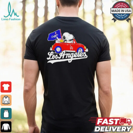 Official Los Angeles Dodgers Peanuts Drive a Car T shirt