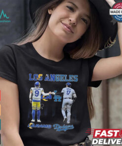 Official Los Angeles Rams Los Angeles Dodgers The Rivals In The City 2024 Signatures Shirt