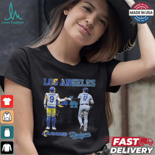 Official Los Angeles Rams Los Angeles Dodgers The Rivals In The City 2024 Signatures Shirt