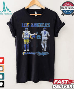 Official Los Angeles Rams Los Angeles Dodgers The Rivals In The City 2024 Signatures Shirt