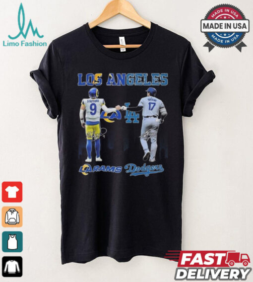 Official Los Angeles Rams Los Angeles Dodgers The Rivals In The City 2024 Signatures Shirt