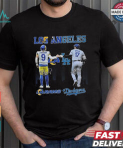 Official Los Angeles Rams Los Angeles Dodgers The Rivals In The City 2024 Signatures Shirt