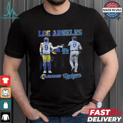 Official Los Angeles Rams Los Angeles Dodgers The Rivals In The City 2024 Signatures Shirt