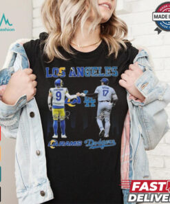 Official Los Angeles Rams Los Angeles Dodgers The Rivals In The City 2024 Signatures Shirt