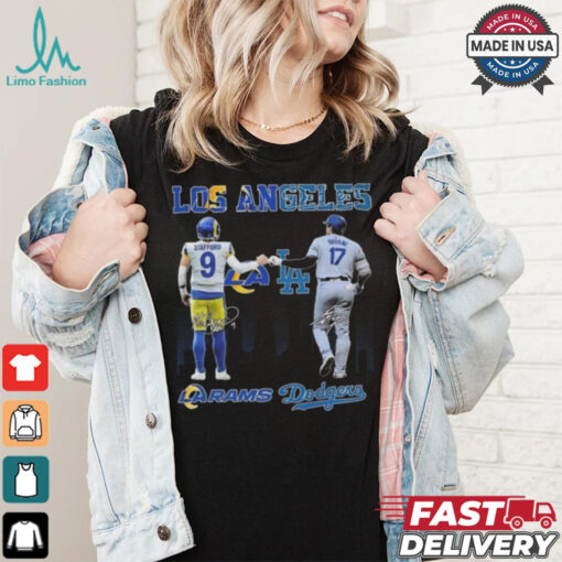 Official Los Angeles Rams Los Angeles Dodgers The Rivals In The City 2024 Signatures Shirt