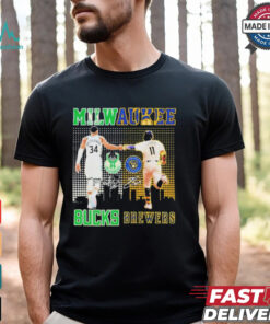 Official Milwaukee bucks milwaukee brewers city signature T shirt