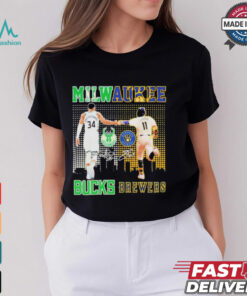 Official Milwaukee bucks milwaukee brewers city signature T shirt