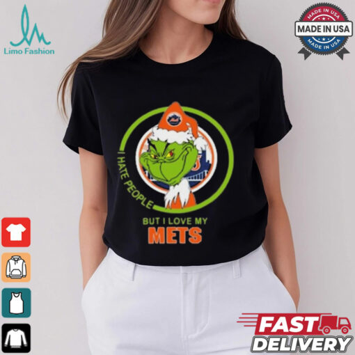 Official New York Mets MLB Christmas Grinch I Hate People But I Love My Favorite 2024 Shirt