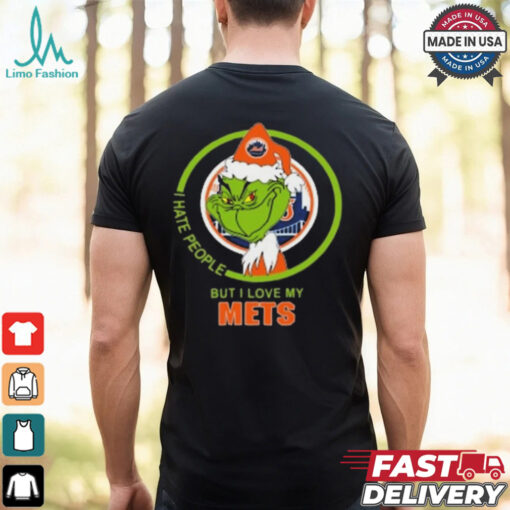 Official New York Mets MLB Christmas Grinch I Hate People But I Love My Favorite 2024 Shirt