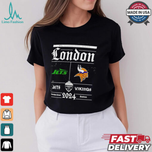 Official New york jets vs Minnesota vikings NFL international series london 2024 logo T shirt