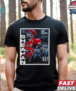 Official Poster Riley Sheahan Red Wings NHL 2024 637 Regular Season Games Signature t shirt