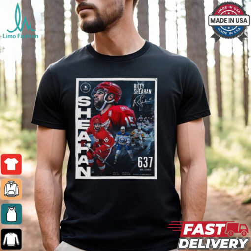 Official Poster Riley Sheahan Red Wings NHL 2024 637 Regular Season Games Signature t shirt