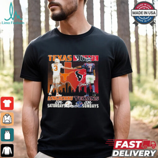 Official Quinn Ewers Texas Longhorns On Saturdays X CJ Stroud Houston Texans On Sundays Shirt