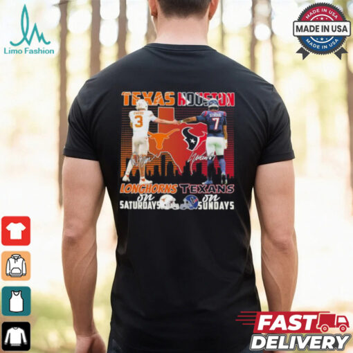 Official Quinn Ewers Texas Longhorns On Saturdays X CJ Stroud Houston Texans On Sundays Shirt