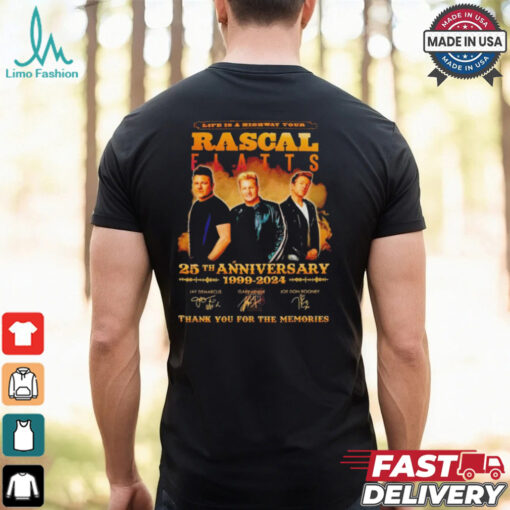 Official Rascal Flatts 25th Anniversary 1999 2024 Life Is A Highway Tour T Shirt