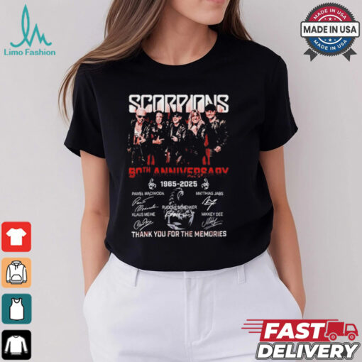 Official Scorpions Coming 60th Anniversary 1965 2025 Thank You For The Memories T Shirt