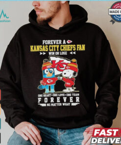 Official Snoopy And Bluey Forever A Kansas City Chiefs Fan Win Or Lose One Heart One Love One Team Shirt