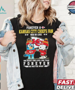 Official Snoopy And Bluey Forever A Kansas City Chiefs Fan Win Or Lose One Heart One Love One Team Shirt