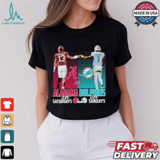 Official Tagovailoa Alabama Crimson Tide On Saturdays and Tagovailoa Miami Dolphins On Sundays 2024 Signature Shirt