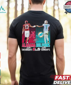 Official Tagovailoa Alabama Crimson Tide On Saturdays and Tagovailoa Miami Dolphins On Sundays 2024 Signature Shirt