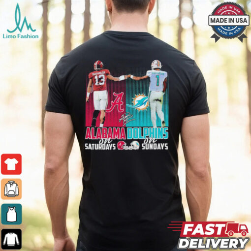 Official Tagovailoa Alabama Crimson Tide On Saturdays and Tagovailoa Miami Dolphins On Sundays 2024 Signature Shirt