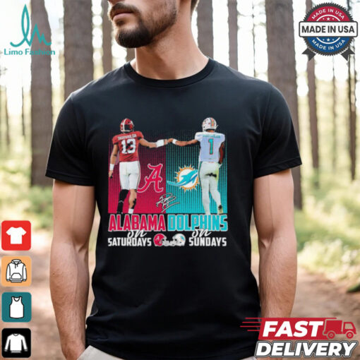 Official Tagovailoa Alabama Crimson Tide On Saturdays and Tagovailoa Miami Dolphins On Sundays 2024 Signature Shirt