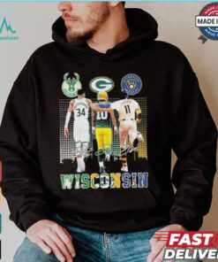 Official Wisconsin Giannis Antetokounmpo Jordan Love And Jackson Chourio Signatures Shirt