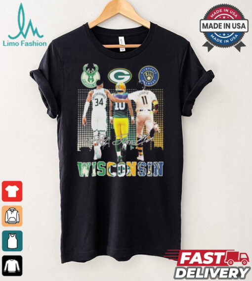 Official Wisconsin Giannis Antetokounmpo Jordan Love And Jackson Chourio Signatures Shirt