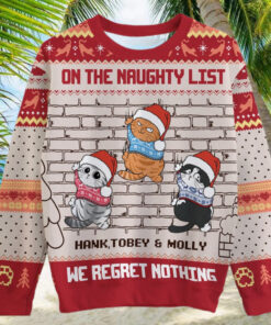 On The Naughty List We Regret Nothing, Personalized All Over Print Sweater, Kid Sweatshirt, Ugly Sweater,