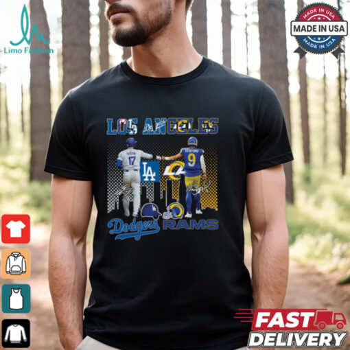 Original Los Angeles Dodgers And Rams Shohei Ohtani, Matthew Stafford Signatures 2024 T shirt