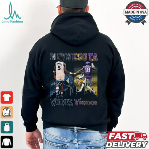 Original Minnesota Wolves Edwards Wolves x Minnesota Vikings Jefferson Signatures Shirt