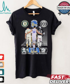 Original Oakland City Oakland Athletics Golden State Warriors Las Vegas Raiders Thankk You For The Memories Signatures T Shirt