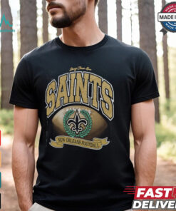 Orleans Saints Stoney Clover Lane x '47 Black Glitter Rocker Retro Tubular T Shirt