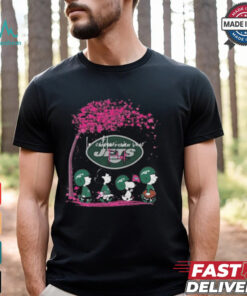 Peanuts Characters New York Jets In October We Wear Pink 2024 Shirt