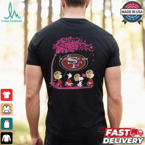 Peanuts Characters San Francisco 49ers In October We Wear Pink 2024 Shirt