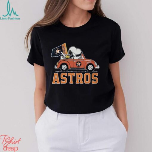 Peanuts Snoopy And Astros Notre Dame Football Driving Car Shirt