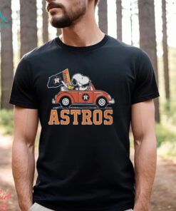 Peanuts Snoopy And Astros Notre Dame Football Driving Car Shirt